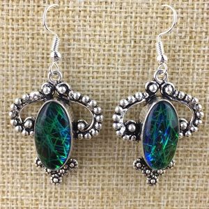New Dichroic Glass or Acrylic Hook Dangle Silver Hook Earrings